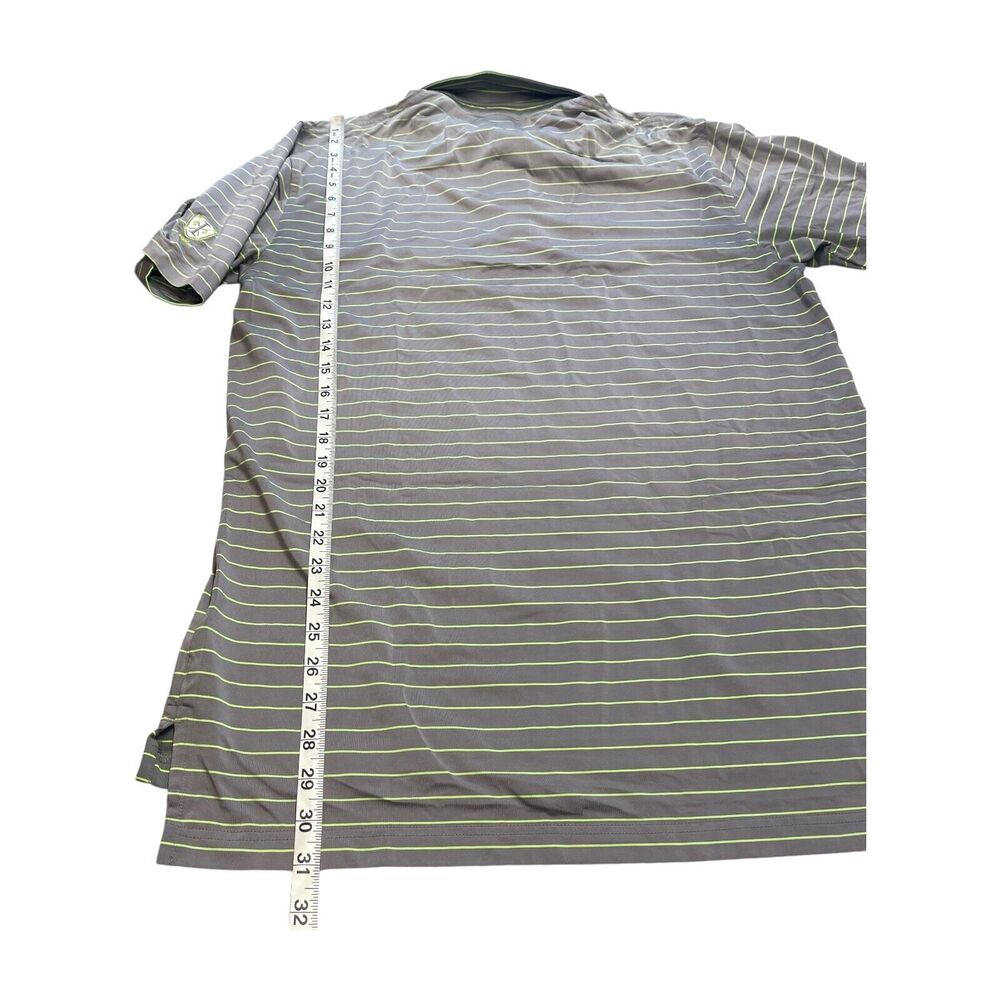 Dunning Polo Shirt Men's Large Gray Green Striped Golf Performance Short Sleeve - Picture 7 of 8